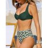 imageCUPSHE Womens Bikini Sets Two Piece Swimsuit High Waisted Push up Underwire Scoop Neck Adjustable StrapsDark GreenPolka Dots