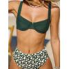 imageCUPSHE Womens Bikini Sets Two Piece Swimsuit High Waisted Push up Underwire Scoop Neck Adjustable StrapsDark GreenPolka Dots