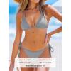 imageCUPSHE Womens Bikini Sets Two Piece Swimsuit Low Rise Halter String Tie Cheeky Bottom Shiny Textured SwimwearGray