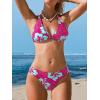 imageCUPSHE Womens Bikini Sets Two Piece Swimsuit V Neck Halter Back Self Tie Low Rise BottomPinkBlue Floral