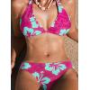 imageCUPSHE Womens Bikini Sets Two Piece Swimsuit V Neck Halter Back Self Tie Low Rise BottomPinkBlue Floral