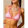imageCUPSHE Womens Bikini Sets Two Piece Swimsuits Halter V Neck Strappy Hook Shell Stitch Cheeky SwimwearCoral Pink