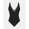 imageCUPSHE Womens One Piece Swimsuit Bathing Suit Plunging V Neck Wide Adjustable Straps MeshBlack
