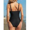 imageCUPSHE Womens One Piece Swimsuit Bathing Suit Plunging V Neck Wide Adjustable Straps MeshBlack