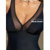 imageCUPSHE Womens One Piece Swimsuit Bathing Suit Plunging V Neck Wide Adjustable Straps MeshBlack