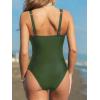 imageCUPSHE Womens One Piece Swimsuit Bathing Suit Plunging V Neck Wide Adjustable Straps MeshOlive Green