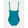 imageCUPSHE Womens One Piece Swimsuit Bathing Suit Plunging V Neck Wide Adjustable Straps MeshTeal Blue