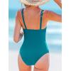 imageCUPSHE Womens One Piece Swimsuit Bathing Suit Plunging V Neck Wide Adjustable Straps MeshTeal Blue