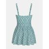 imageCUPSHE Womens One Piece Swimsuit Bathing Suit Scoop Neck Swimdress Wide Straps Tie Knot Swim SkirtTeal GreenWhite Geo Print