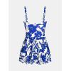 imageCUPSHE Womens One Piece Swimsuit Bathing Suit Scoop Neck Swimdress Wide Straps Tie Knot Swim SkirtWhiteCobalt Blue Floral
