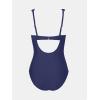 imageCUPSHE Womens One Piece Swimsuit Bathing Suit V Neck Adjustable Straps Ruched Mesh Back HookNavy Blue