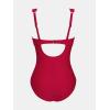 imageCUPSHE Womens One Piece Swimsuit Bathing Suit V Neck Adjustable Straps Ruched Mesh Back HookTrue Red