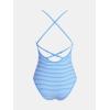 imageCUPSHE Womens One Piece Swimsuit Deep V Neck Bathing Suit Crisscross Back Adjustable Straps Spaghetti Ribbed CheekySky BlueWhite Striped