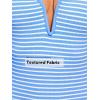 imageCUPSHE Womens One Piece Swimsuit Deep V Neck Bathing Suit Crisscross Back Adjustable Straps Spaghetti Ribbed CheekySky BlueWhite Striped