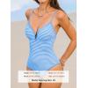 imageCUPSHE Womens One Piece Swimsuit Deep V Neck Bathing Suit Crisscross Back Adjustable Straps Spaghetti Ribbed CheekySky BlueWhite Striped