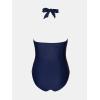 imageCUPSHE Womens One Piece Swimsuit Plunging Neck Bathing Suit Halter Strappy Lace Cutouts SwimwearNavy Blue