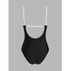 imageCUPSHE Womens One Piece Swimsuit Plunging V Neck Keyhole Bathing Suit Cutout Adjustable Straps Spaghetti Color BlockBlackWhite