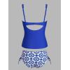 imageCUPSHE Womens Tankini Sets Square Neck Two Piece Bathing Suits Ruching Side Drawstring Adjustable Straps Back Hook SwimwearBlueBoho