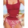 imageCUPSHE Womens Tankini Sets Square Neck Two Piece Bathing Suits Ruching Side Drawstring Adjustable Straps Back Hook SwimwearRedTropical