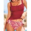 imageCUPSHE Womens Tankini Sets Square Neck Two Piece Bathing Suits Ruching Side Drawstring Adjustable Straps Back Hook SwimwearRedTropical