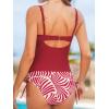 imageCUPSHE Womens Tankini Sets Square Neck Two Piece Bathing Suits Ruching Side Drawstring Adjustable Straps Back Hook SwimwearRedTropical