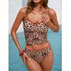 imageCUPSHE Womens Tankini Sets Two Piece Swimsuit Scoop Neck Adjustable Straps Bathing Suit Mid RiseBrown Leopard