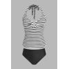 imageCUPSHE Womens Tankini Sets Two Piece Swimsuit Scoop Neck U Wire Halter Bathing Suit Adjustable Wide Straps Mid RiseBlackWhite Striped