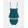 imageCUPSHE Womens Tankini Sets Two Piece Swimsuit Scoop Neck V Wire Bathing Suit Ruched Tummy Flowy Hem Mid RiseDark Teal Blue