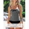 imageCUPSHE Womens Tankini Sets Two Piece Swimsuit Sweetheart Neck Bathing Suit Cutout Back Adjustable Straps Mid RiseBlackWhite Plaid
