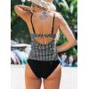imageCUPSHE Womens Tankini Sets Two Piece Swimsuit Sweetheart Neck Bathing Suit Cutout Back Adjustable Straps Mid RiseBlackWhite Plaid