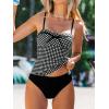 imageCUPSHE Womens Tankini Sets Two Piece Swimsuit Sweetheart Neck Bathing Suit Cutout Back Adjustable Straps Mid RiseBlackWhite Plaid