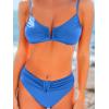imageCUPSHE Womens Two Piece Bikini Sets Scoop Neck V Wire Bathing Suits Ruching Back Hook Adjustable StrapsDeep Blue