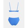 imageCUPSHE Womens Two Piece Bikini Sets Scoop Neck V Wire Bathing Suits Ruching Back Hook Adjustable StrapsDeep Blue