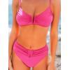 imageCUPSHE Womens Two Piece Bikini Sets Scoop Neck V Wire Bathing Suits Ruching Back Hook Adjustable StrapsHot Pink