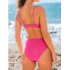 imageCUPSHE Womens Two Piece Bikini Sets Scoop Neck V Wire Bathing Suits Ruching Back Hook Adjustable StrapsHot Pink