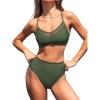 imageCUPSHE Womens Bikini Set High Waisted Two Piece Swimsuit V Neck Mesh Trendy Bathing Suit Crisscross Back Self TieOlive Green