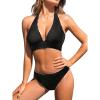 imageCUPSHE Womens Bikini Sets Halter V Neck Reversible Self Tied Bathing Suit Double Side Multi Ways WearingBlackWhite
