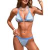 imageCUPSHE Womens Bikini Sets Two Piece Swimsuit Colorblock Triangle Top Halter Straps Back Low Rise Cheeky High CutSky BlueWhite