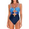 imageCUPSHE Womens One Piece Swimsuit Sexy Cutout Color Block Bathing Suit Golden O Ring Linked Swimwear Back HookNavy BlueSky Blue
