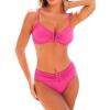 imageCUPSHE Womens Two Piece Bikini Sets Scoop Neck V Wire Bathing Suits Ruching Back Hook Adjustable StrapsHot Pink