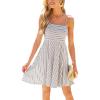 imageCUPSHE Womens Summer Dresses Smocked Sleeveless Square Neck Striped Mini Dress with PocketsBlack Striped