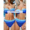 imageCUPSHE Womens Bikini Sets Adjustable Removable Straps Bandeau Swimsuit High Waisted Cheeky Bottom O RingSky BlueRoyal Blue