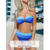 imageCUPSHE Womens Bikini Sets Adjustable Removable Straps Bandeau Swimsuit High Waisted Cheeky Bottom O RingSky BlueRoyal Blue