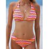 imageCUPSHE Womens Bikini Sets Two Piece Bathing Suit Halter Plunging Neck Open Back Low Rise High Cut Cheeky BottomCandyStripe