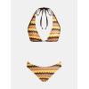 imageCUPSHE Womens Bikini Sets Two Piece Bathing Suit Halter Plunging Neck Open Back Low Rise High Cut Cheeky BottomYellowBrown Stripe