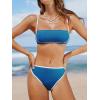 imageCUPSHE Womens Bikini Sets Two Piece Swimsuit High Waisted Square Neck Back Hook Color Block Cheeky BottomNavy BlueWhite