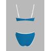 imageCUPSHE Womens Bikini Sets Two Piece Swimsuit High Waisted Square Neck Back Hook Color Block Cheeky BottomNavy BlueWhite