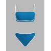 imageCUPSHE Womens Bikini Sets Two Piece Swimsuit High Waisted Square Neck Back Hook Color Block Cheeky BottomNavy BlueWhite