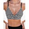 imageCUPSHE Womens Bikini Sets Two Piece Swimsuit High Waisted V Neck Twist Front Adjustable Spaghetti Straps Bathing SuitBlack Houndstooth