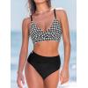 imageCUPSHE Womens Bikini Sets Two Piece Swimsuit High Waisted V Neck Twist Front Adjustable Spaghetti Straps Bathing SuitBlack Houndstooth